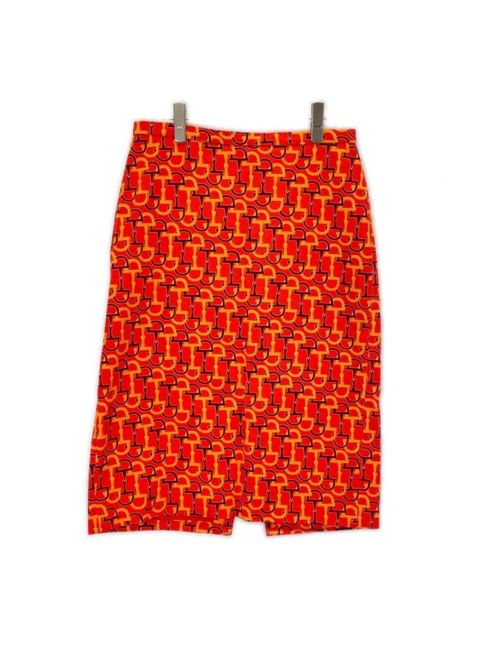 Gucci Orange Horsebit All Over Pattern Skirt 40